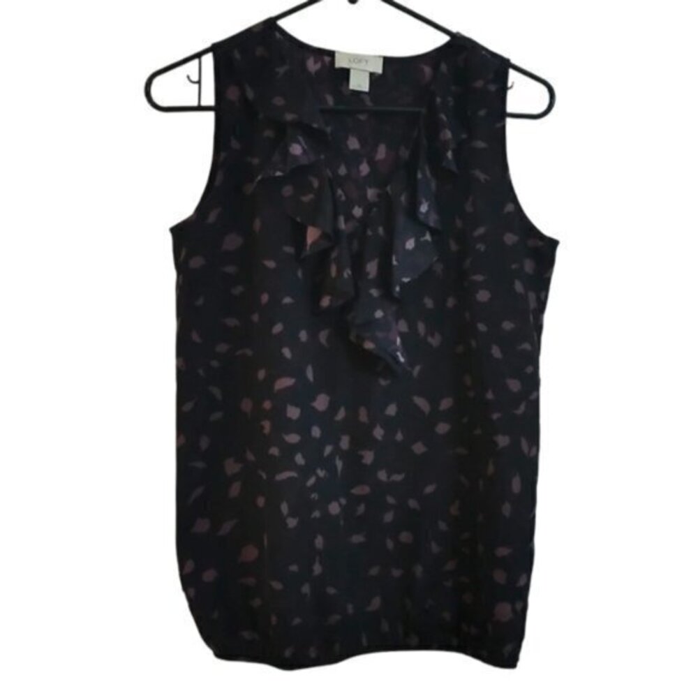 Ann Taylor Loft Black Patterned Sleeveless Blouse Size XS GUC #7244